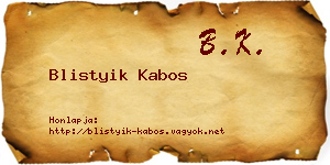 Blistyik Kabos névjegykártya